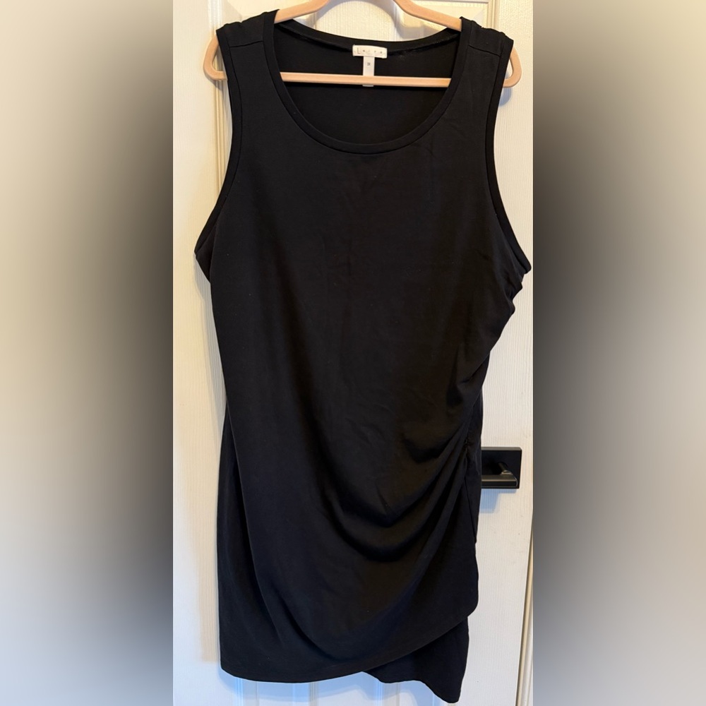 Leith Black Cotton Blend Ruched Tank Dress Sz 3X
